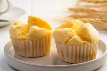 Thai Steamed Cupcakes mango flavour,colorful sponge cake (Cotton wool cake)