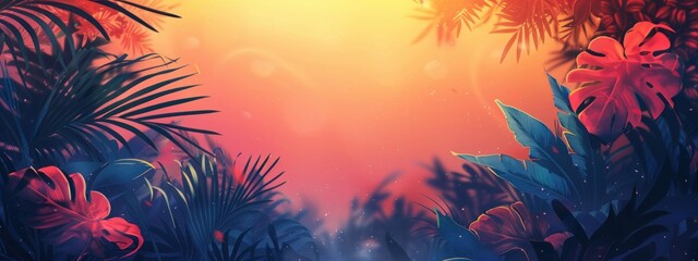 Obraz premium plants border summer gradient background