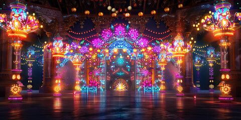 Festival of Lights: A celebration of a religious festival, with pastel-colored lights and decorations illuminating the scene, creating a sense of joy and spirituality