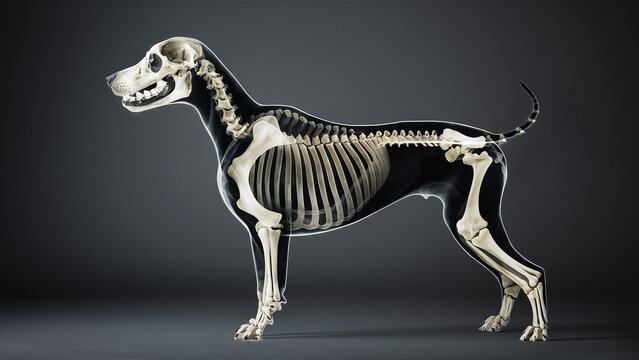 side view bone scan x-ray of a dog