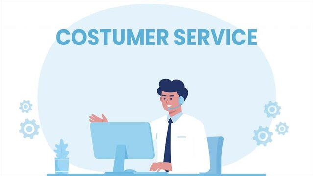 Customer service flat design animation