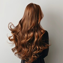 Naklejka premium Long glamorous hairs of a woman on white background