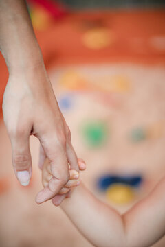 a child holding the hand of an adult