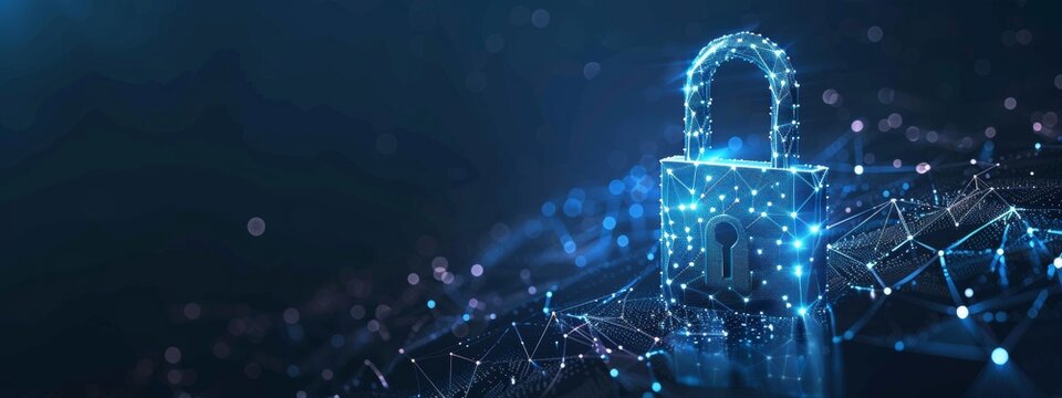 Polygonal wireframe of a lock