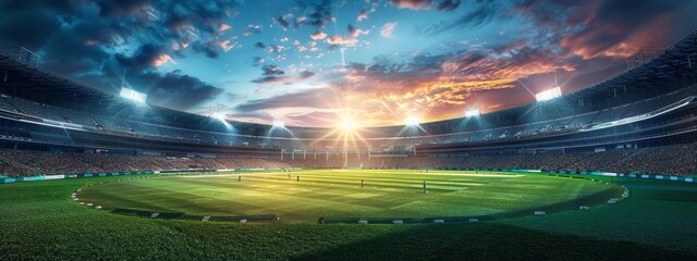 shot of cricket stadium at night