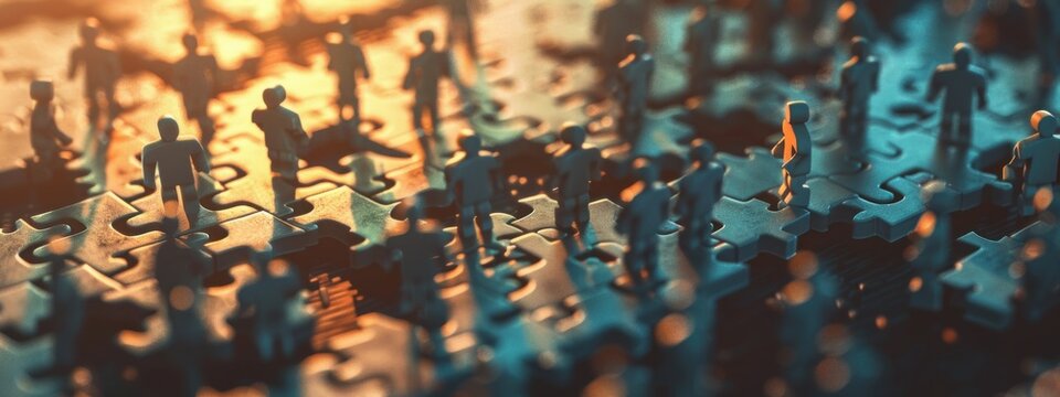 jigsaw puzzle with business team concept