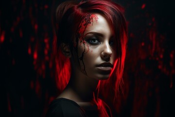 Provocative Surreal red portrait. Artwork design back. Generate Ai
