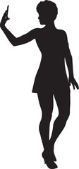 Silhouette of girl in short dress. Detailed silhouette of a woman in short dress and modern haircut.