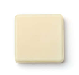 Top view of square natural soap bar