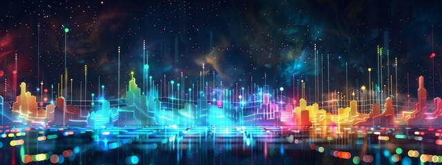 3d musical equalizer colorful holographic