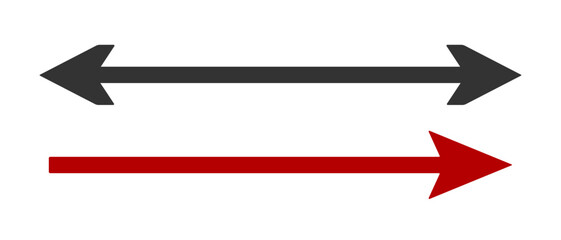 Fototapeta premium Long horizontal arrow. Black, red straight double arrow. Vector icon.