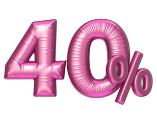 40 Percent Number Pink 3D Render
