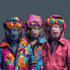 Obraz premium three Ape in vibrant clothes