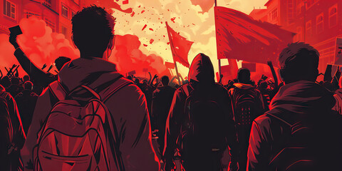 The Student Struggle: A Visual Narrative of College Protests - An image series capturing the various stages of a college protest, from initial organizing to final resolution, illustrating the persiste