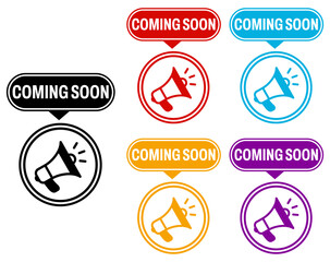 Fototapeta premium set coming soon icon. megaphone reminder sign design vector illustration