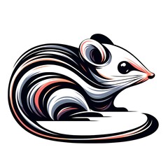 tabstract logo features a stylized gerbil, characterized by bold, flowing lines and a dynamic color palette of black, white, and hints of red and orange