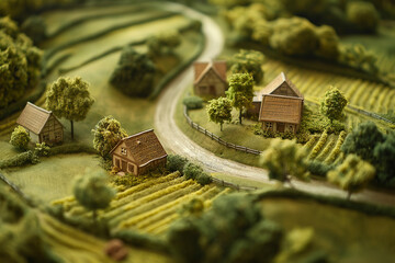 粘土細工の田園風景と農村ミニチュア模型/Clay Craft Countryside and Rural Miniature Model/Tonhandwerk Landschaft und l&auml;ndliches Miniaturmodell