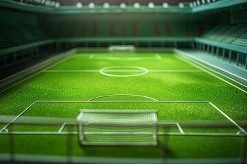 ミニチュアスタジアム模型：詳細に再現された室内サッカー場/Miniature Stadium Model: Detailed Indoor Soccer Field/Miniatur-Stadionmodell: Detailliertes Hallenfu&szlig;ballfeld