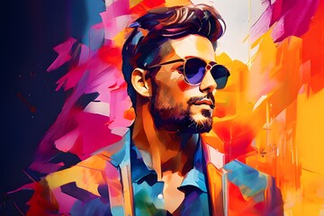 Men Boy Abstract Art Multicolor painting fashion  