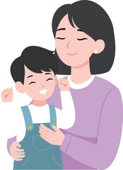 mother and son illustration. mother day illustration