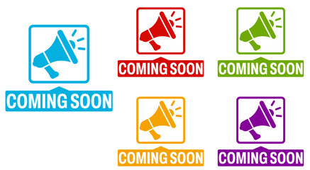 set collections coming soon icon. Promotion sign template design vector illustration