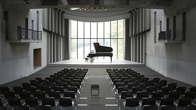 M&eacute;lodies Intimes : Int&eacute;rieur d'une Petite Salle de Concert avec Piano &agrave; Queue