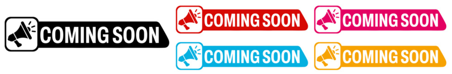 Fototapeta premium set collections coming soon icon. Promotion sign template design vector illustration