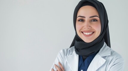 Smiling young beautiful arabic female doctor, female dentist