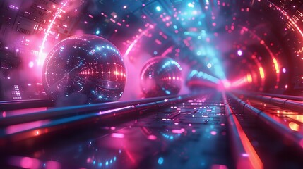 Fototapeta premium Generate an immersive 3D environment with glowing elements
