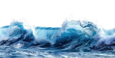 Ocean blue wave isolated on white background