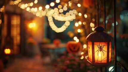 Defocused October Evening The backdrop is a blur of muted colors filled with hints of chilling spiderwebs creepy skeletons and the occasional jackolantern adding to the seasons spooky .