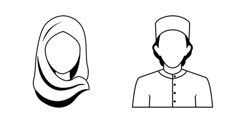 Muslim Avatar Icon Vector, Male and Female vector icon