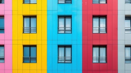Obraz premium color block harmony minimalist building facade in vibrant hues abstract photo