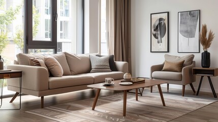 cozy modern living room interior with comfortable furniture and stylish decor inviting atmosphere