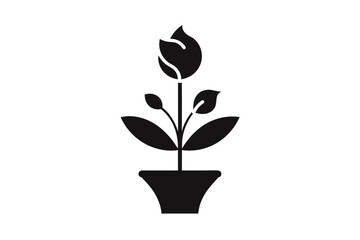 Crafted with simplicity in mind, a sleek black silhouette depicts the essence of a florist company, embodied in a meticulously designed vector illustration.