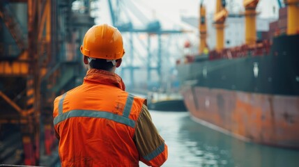 dedicated dockworkers meeting shipping demands industrial port scene rear view