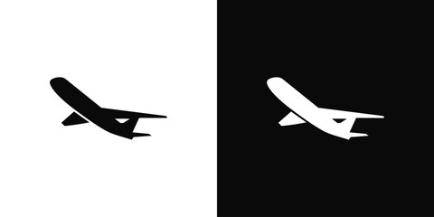 Airplane icon vector silhouette travel flight simple logo isolated