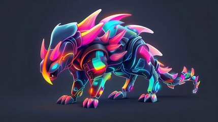 futuristic hybrid animal character with vibrant colors imaginative game concept illustration