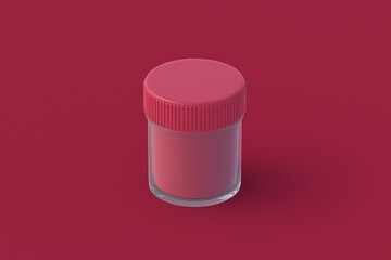 Gouache paint of magenta on red background. 3d render