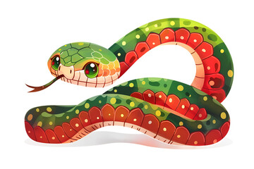 Fototapeta premium Happy New Year 2025, flat design with cute snake. Translation: Great Fortune in the Year of the Snake.