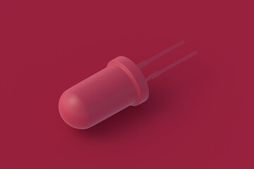 Light diode of magenta on red background. 3d render