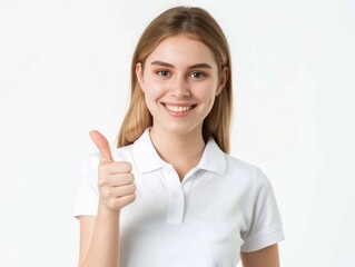 woman showing thumbs up
