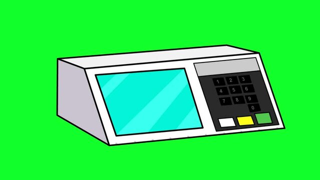 Animation of an electronic voting machine with green background, election, art.