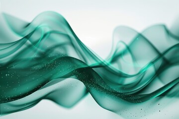 Ethereal Dark Green and Teal Color Waves with Cinematic Lighting Effects on White Background - Minimalist 8K Octane Render