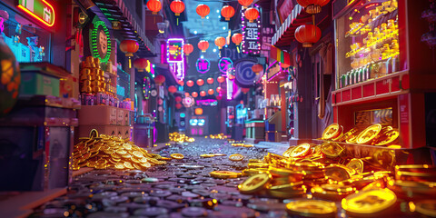 The Digital Marketplace: Exploring the World of Money Microtransactions - An image showcasing a vibrant digital marketplace with various items available for purchase through microtransactions, highli