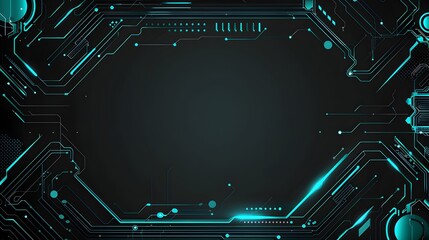 Sleek Futuristic Circuit Board Doodle Border with Blank Space for Black Friday Mockup