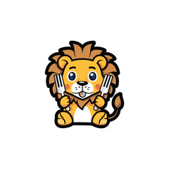 Fototapeta premium cute lion ready to eat