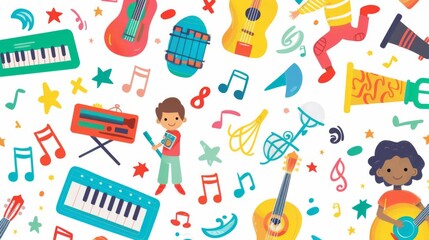 The image is a cartoon drawing of a music instruments