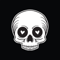 skull art illustration hand drawn black and white
