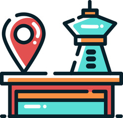 Airport terminal, navigation icon.